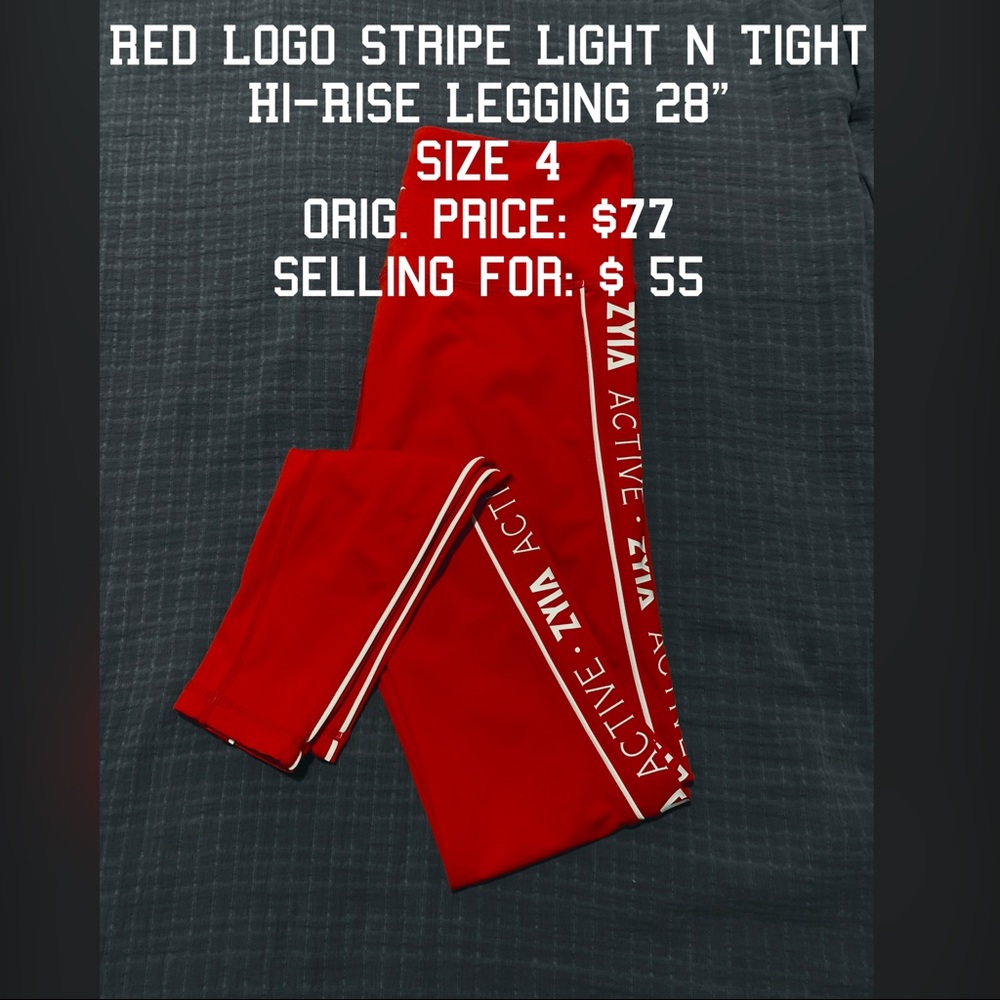 Zyia Red Logo Striped Light n’ Tights Hi-Rise 28”